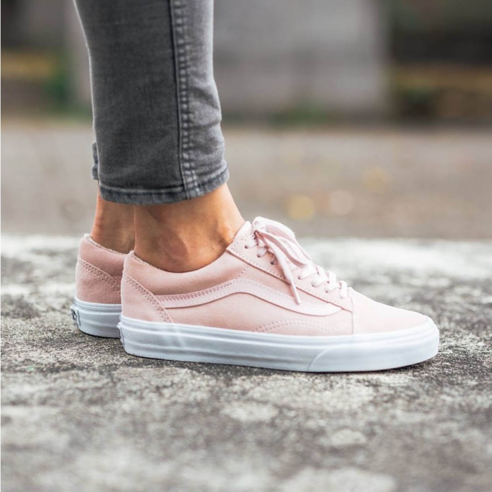 Pink suede old school vans, size 6